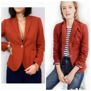 J. Crew Campbell linen cinnamon blazer jacket size 14 T Orange Rust